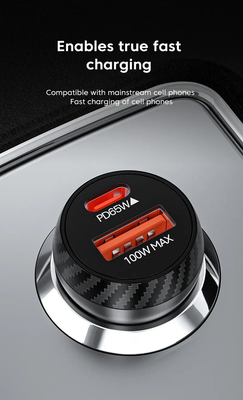 PD65W USB-A USB C Car Charger for iPhone 16 15 14 13 12 11 P