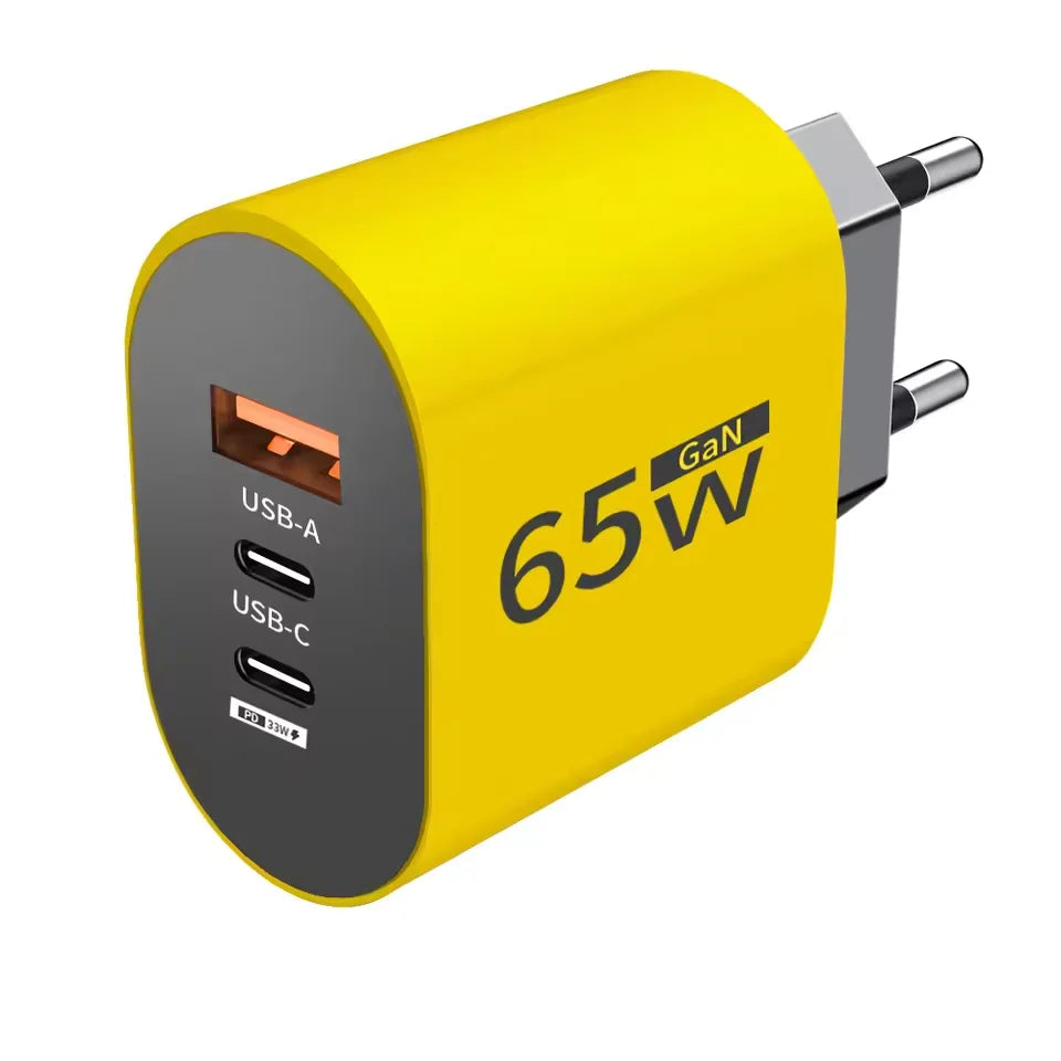 GaN 65W USB Type C EU/US Plug Charger Mobile Phone Power Adapters For iPhone Xiaomi Huawei Samsung Quick Charging Wall Charger