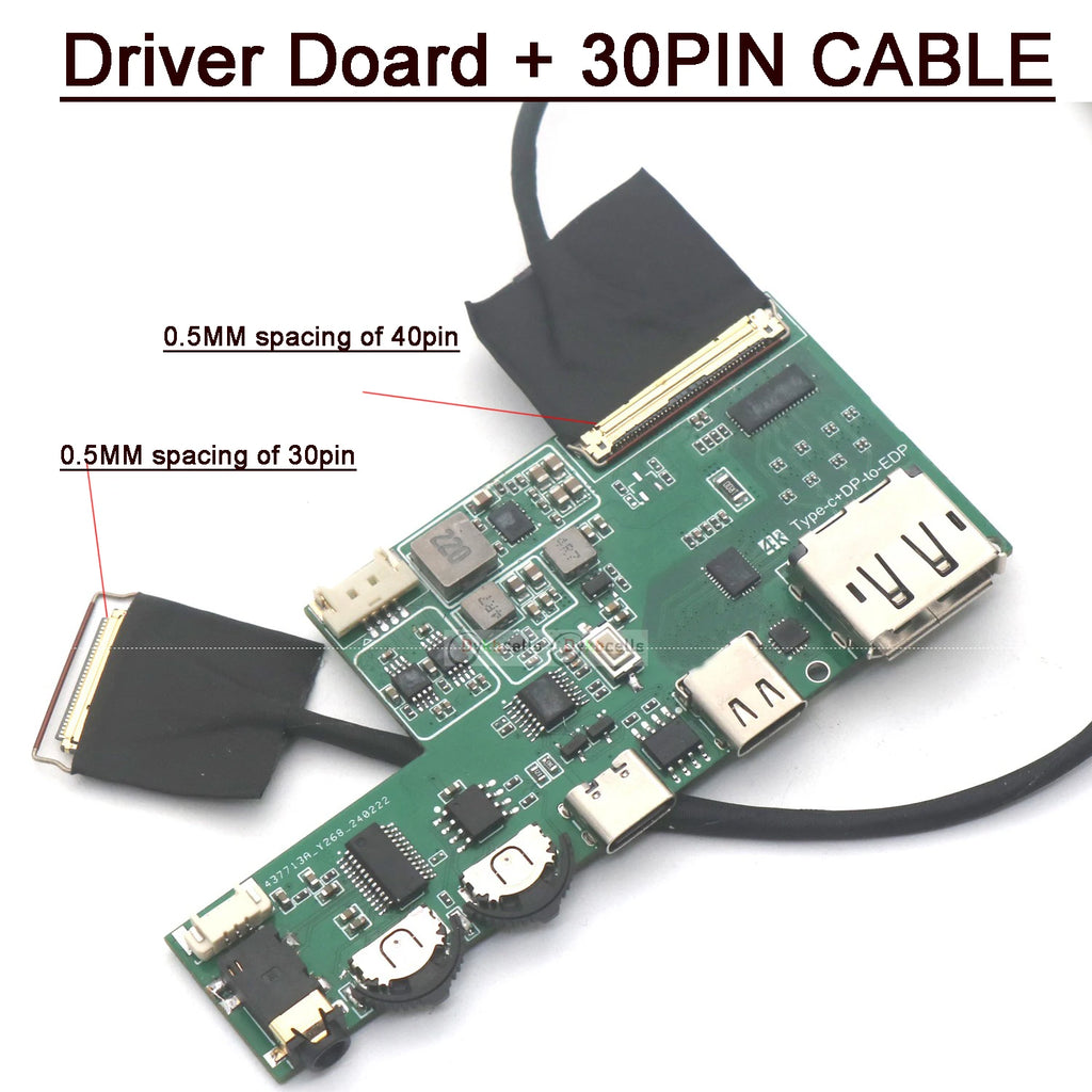 30Pin 40pin USB Type-c + DP To EDP Driver Board Signal 2K 4K 60HZ 165hz 144hz 240HZ LCD Display Screen Notebook Coaxial Cable