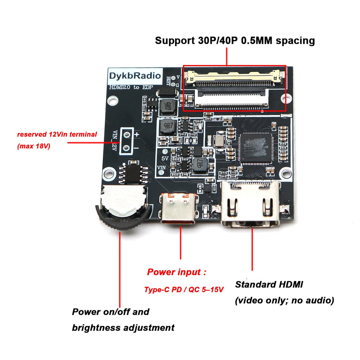 2K/4K HDMI to EDP LCD Driver Board 30PIN / 40PIN Display Scr