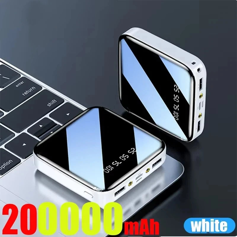 Mini 500000mAh Power Bank Portable Charger Mirror Screen LED Digital Powerbank External Battery for iPhone Huawei