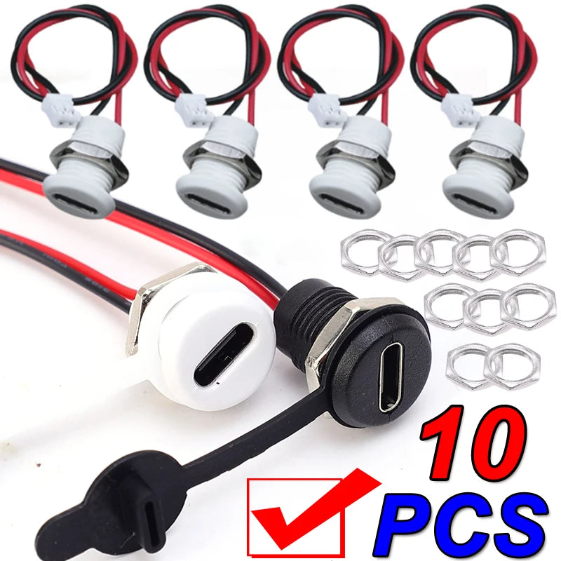 1/5/10PCS 2 Pin Type-C Female Socket USB C Connector Waterpr