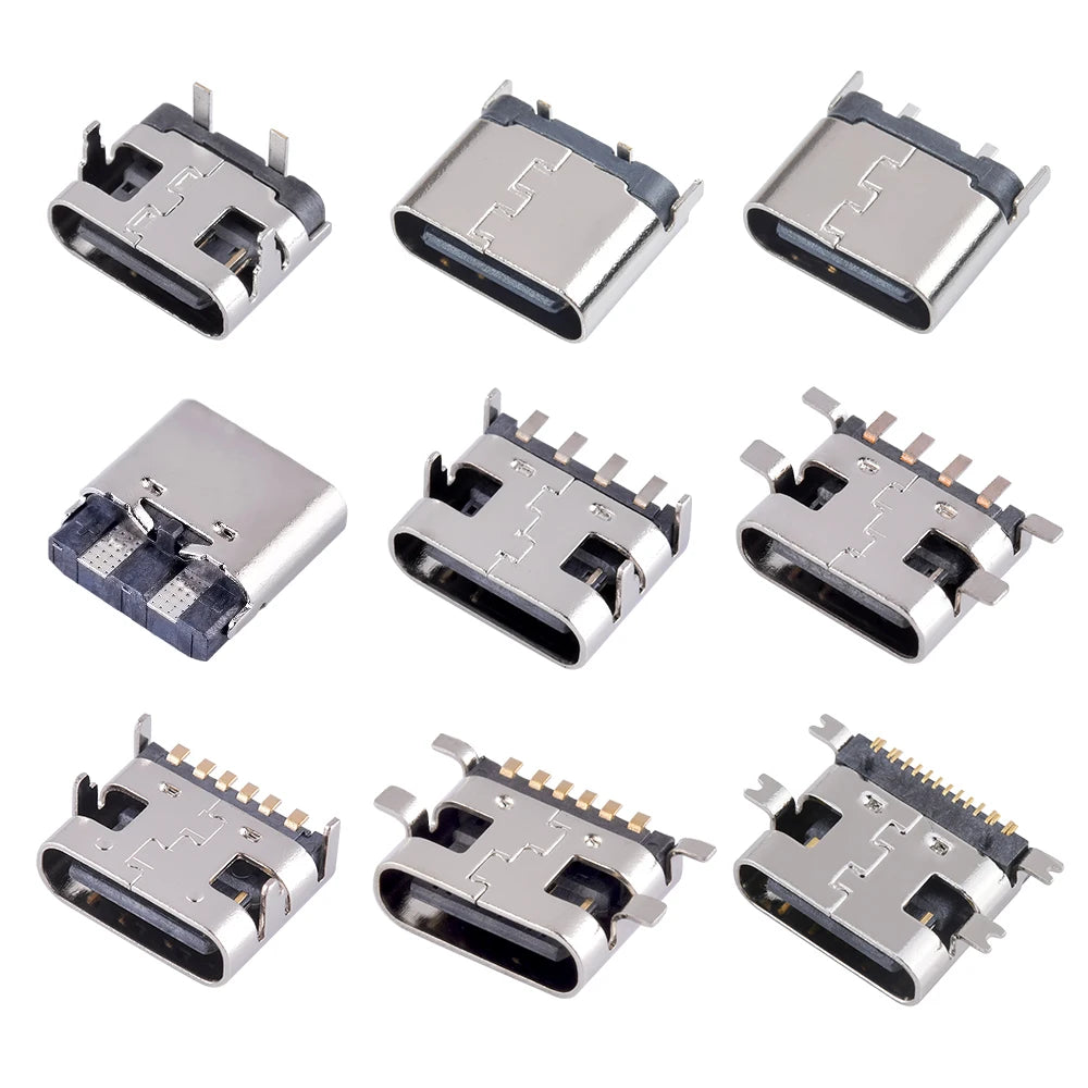 USB Connector Type C Female Charging Port Jack 2/4/6/16 Pin 