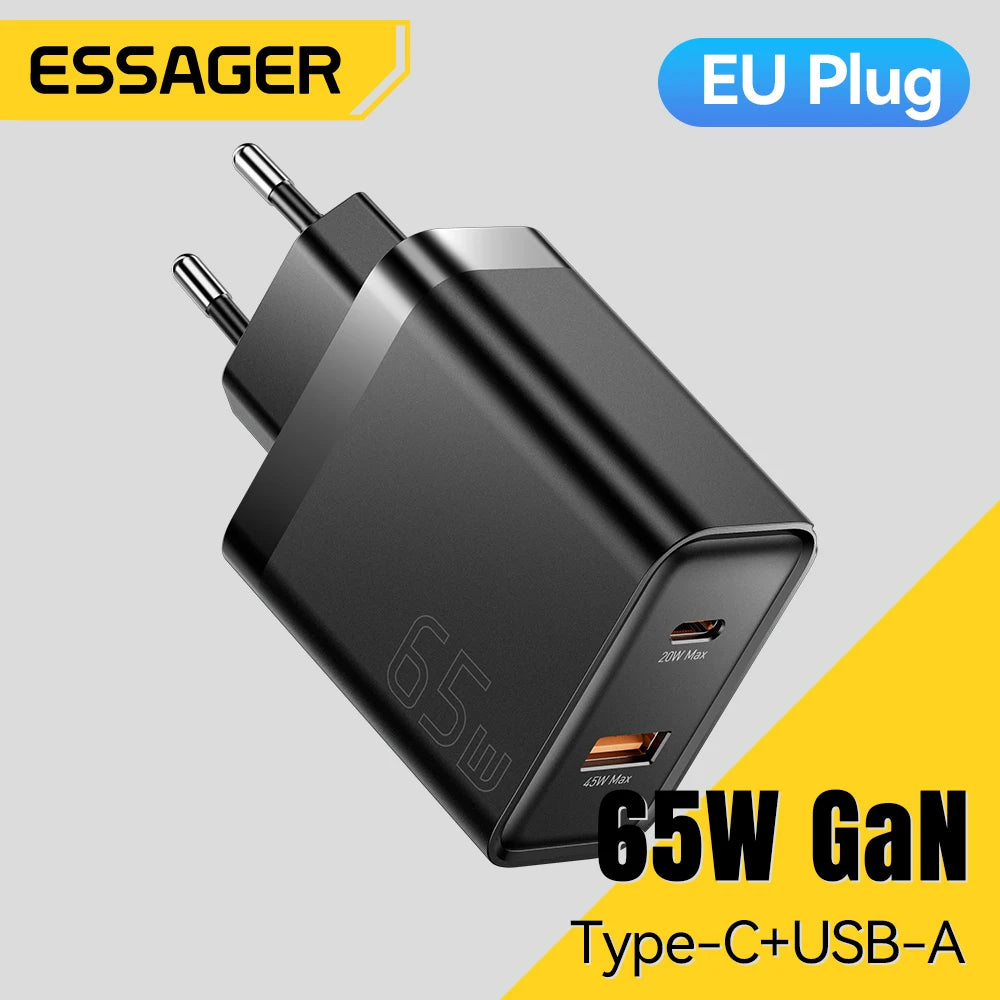 Essager 65W GaN Charger QC 4.0 PD 3.0 Type C USB Charger for