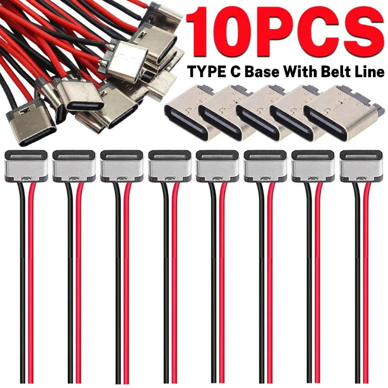 10/5Pcs Type-C 2P Welding USB-C Phone Charging Socket Easy T