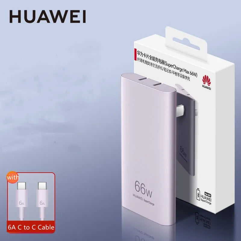 Huawei Slim Universal GaN Charger Max 66W Type-C Output PD Fast Charging For Huawei/iPhone/iPad/MacBook/Matebook