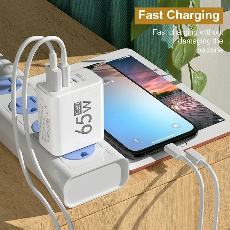 GaN 65W Fast Charging USB Type-C Charger US EU Plug USB PD Q
