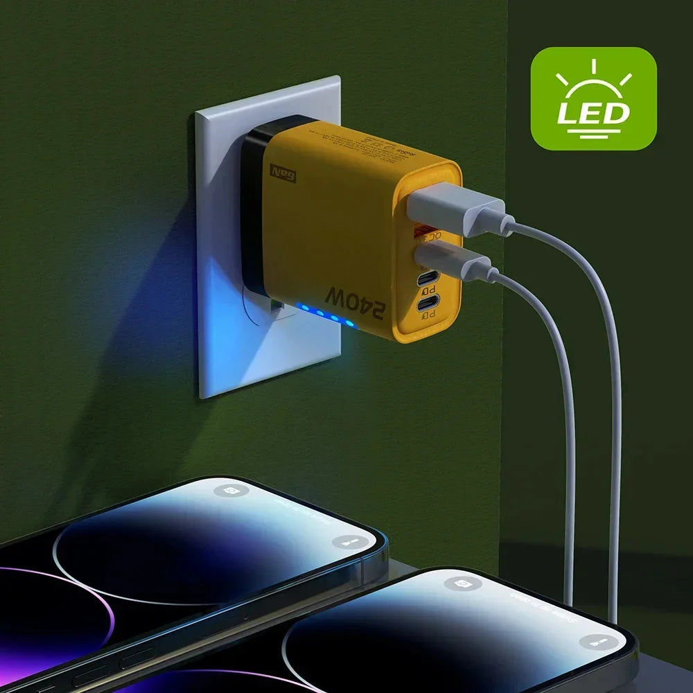 5 Ports USB PD Charger 240W Type C Quick Charge Phone Charge