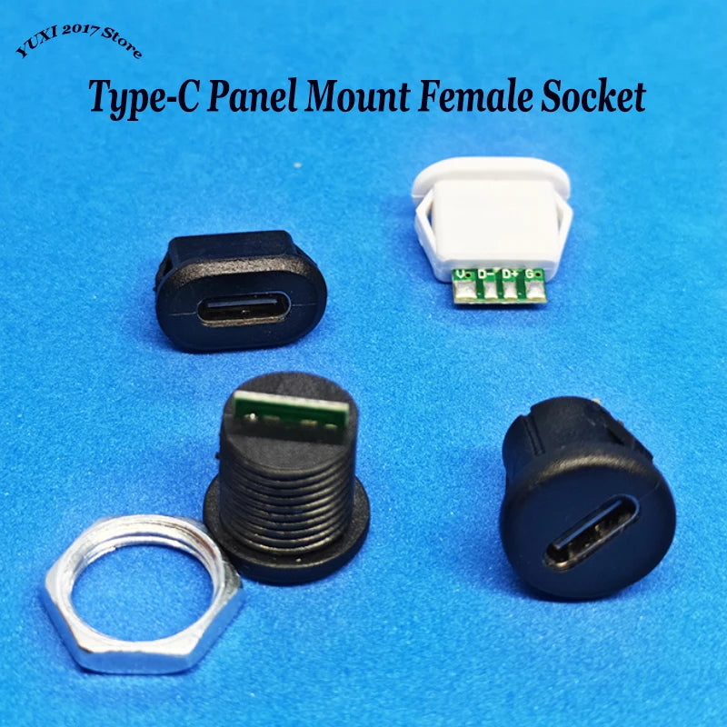 1/2/5PCS Type-C 6Pin Panel Mount Female Socket Waterproof US