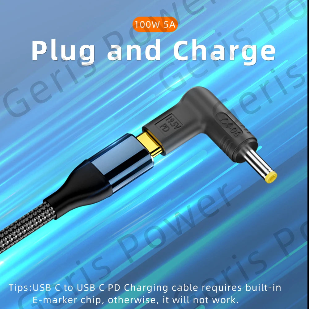 65W 90W 100W USB Type C PD to DC 4.5x3.0 7.4x5.0 4.0x1.35 5.