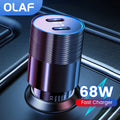 68W Dual USB Type C Car Charger Metal Auto PD Charger Adapte