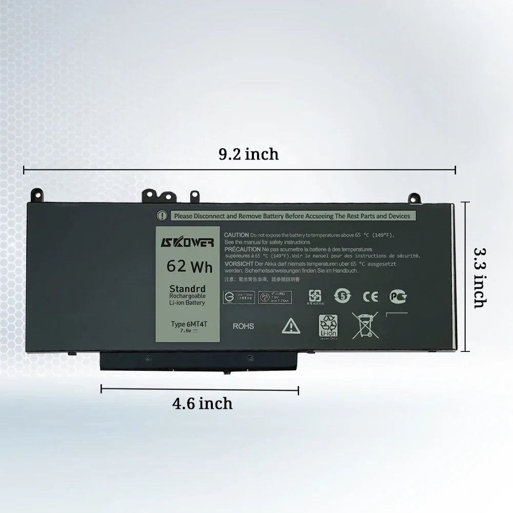 SKOWER Replacement 6MT4T NGGX5 Laptop Battery for Dell Latit