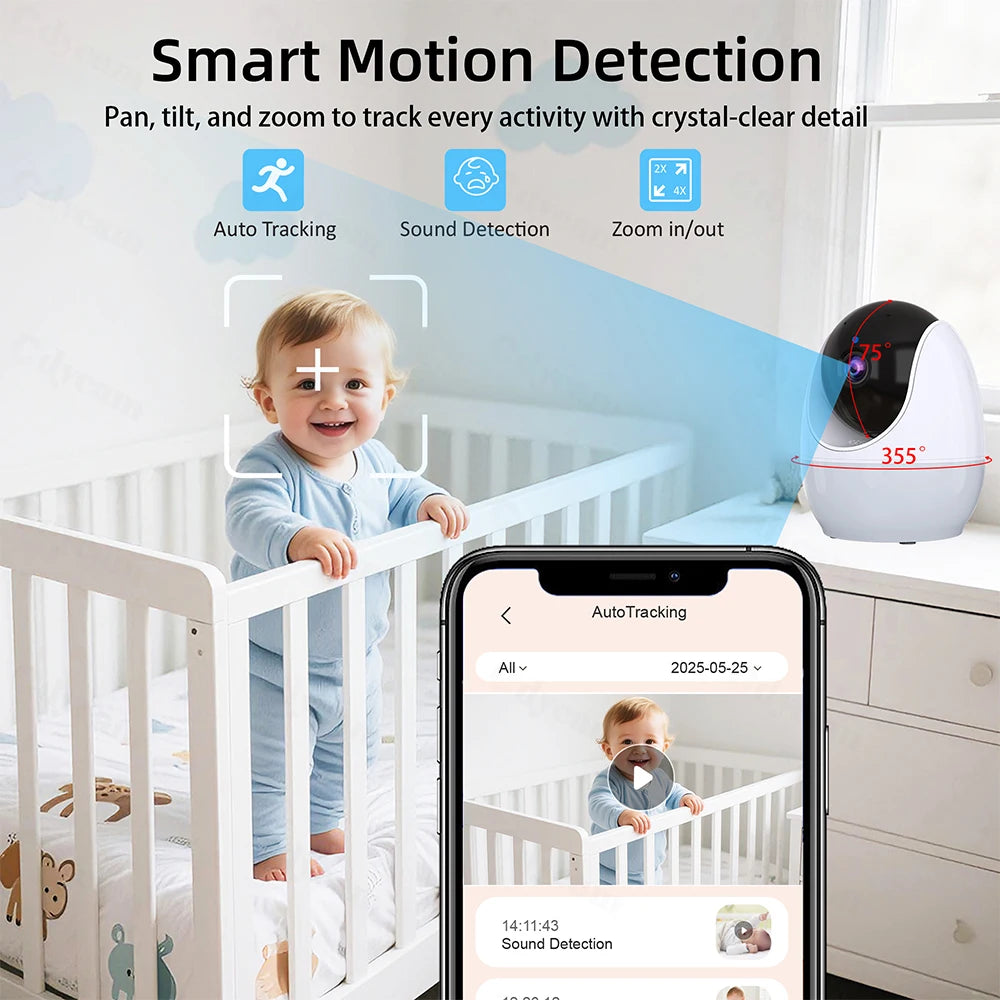 1080P HD WiFi Baby Monitor Phone APP Remote View 4.3 Nanny N