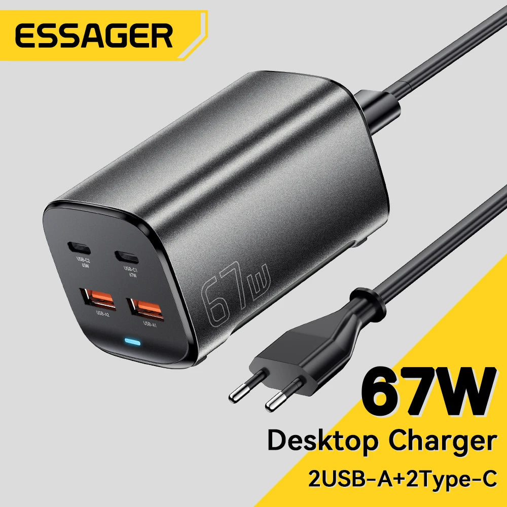 Essager 67W USB C GaN Charger Desktop Quick Charge 4.0 QC 3.