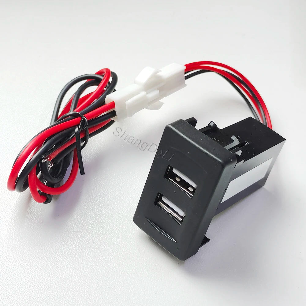 Car Blue Light Charger Dual USB Port Power Charging Adapter 