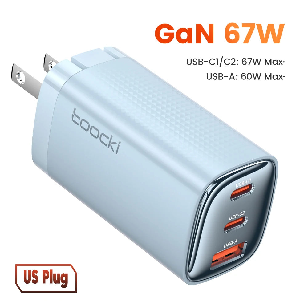 Toocki 67W GaN USB Type C Charger Digital Display 65W 45W PPS PD QC4.0 Quick Charge For Macbook Laptop IPAD Tablet iPhone 15 14