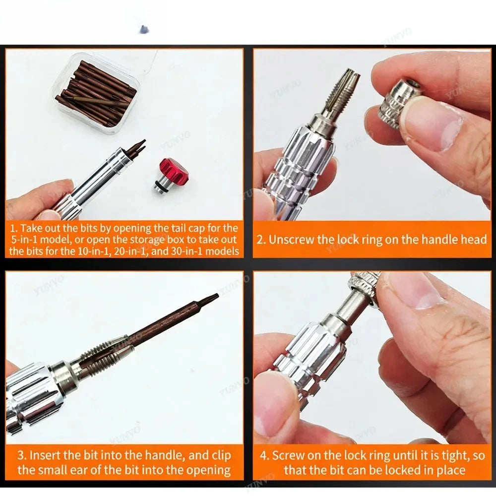30 in 1 Magnetic Precision Screwdriver Set S2 Steel Bits Pho