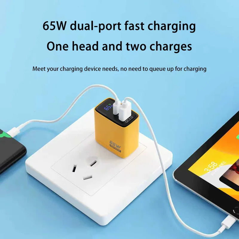New 65W Fast Charger PD QC3.0 USB Type C 2Port Wall Cell Pho