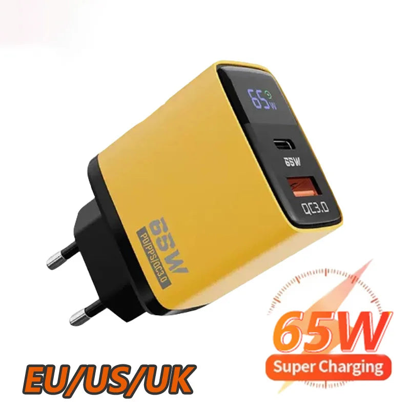 New 65W Fast Charger PD QC3.0 USB Type C 2Port Wall Cell Pho