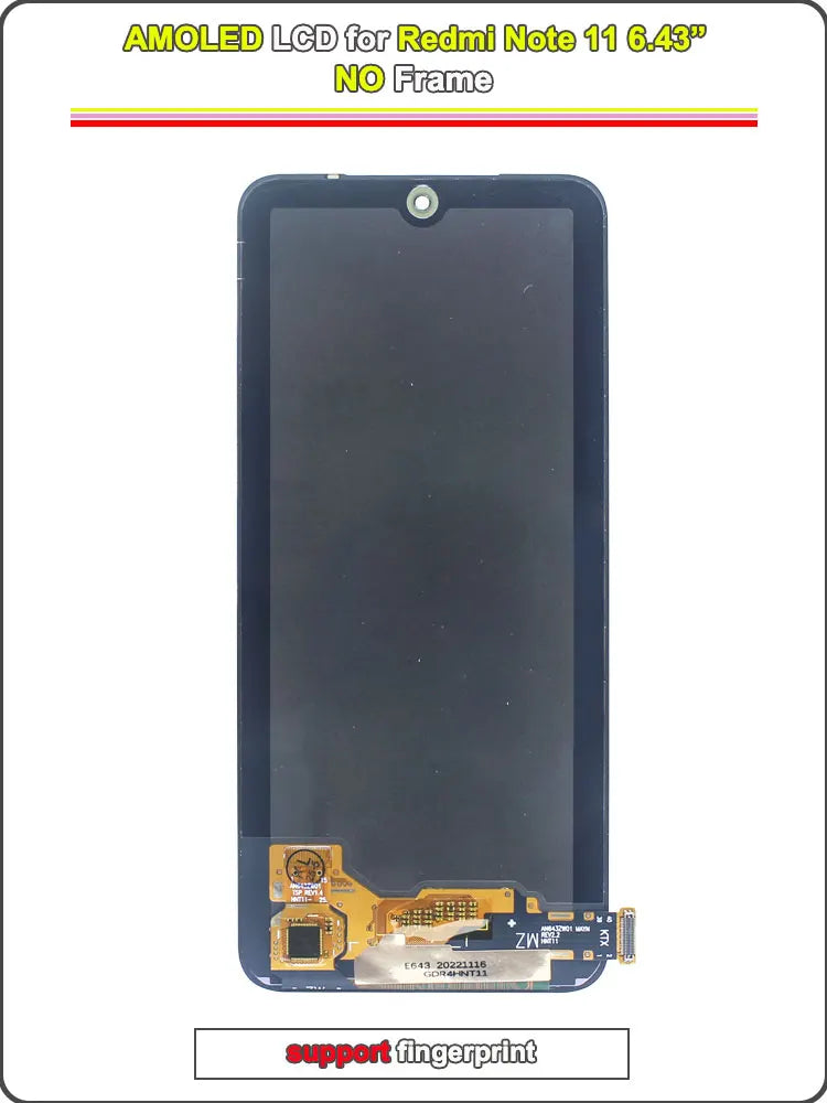 Super AMOLED LCD for Redmi Note 11 4G LCD Display Touch Screen Digitizer Replacement for Redmi Note 11 Phone 2201117TY 2201117TG
