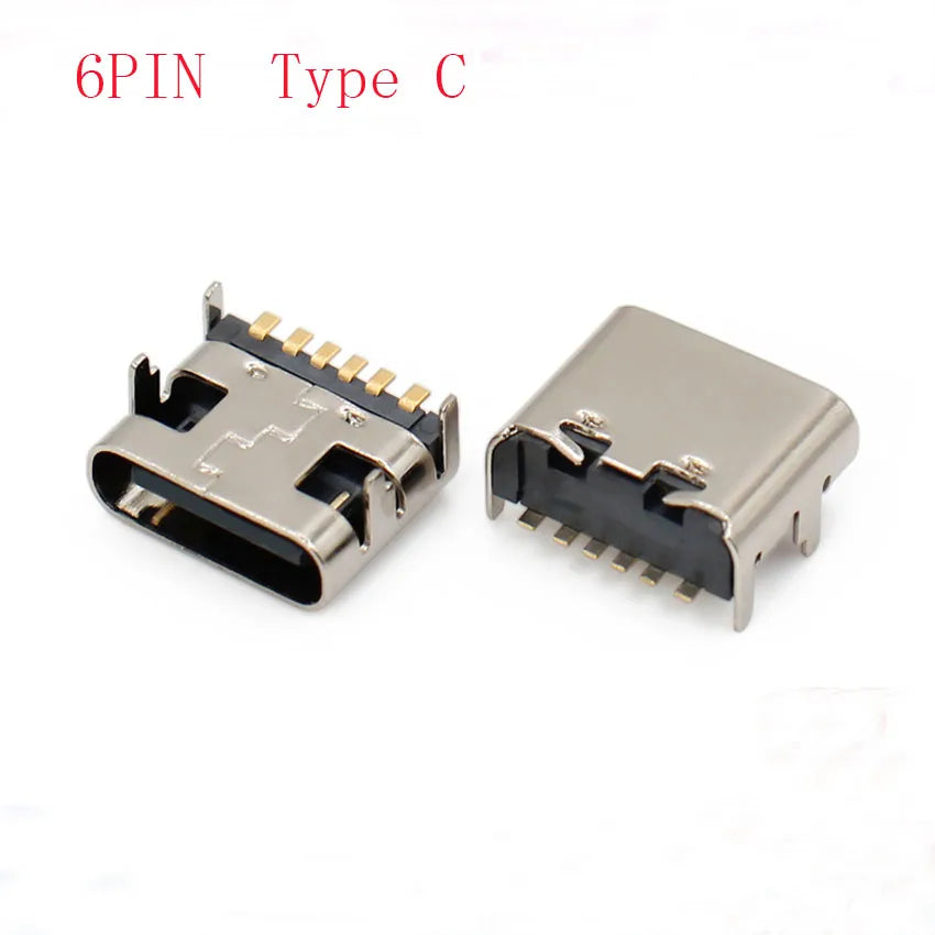 1-50PCS 6 Pin SMT Socket Connector Micro USB Type C 3.1 Fema