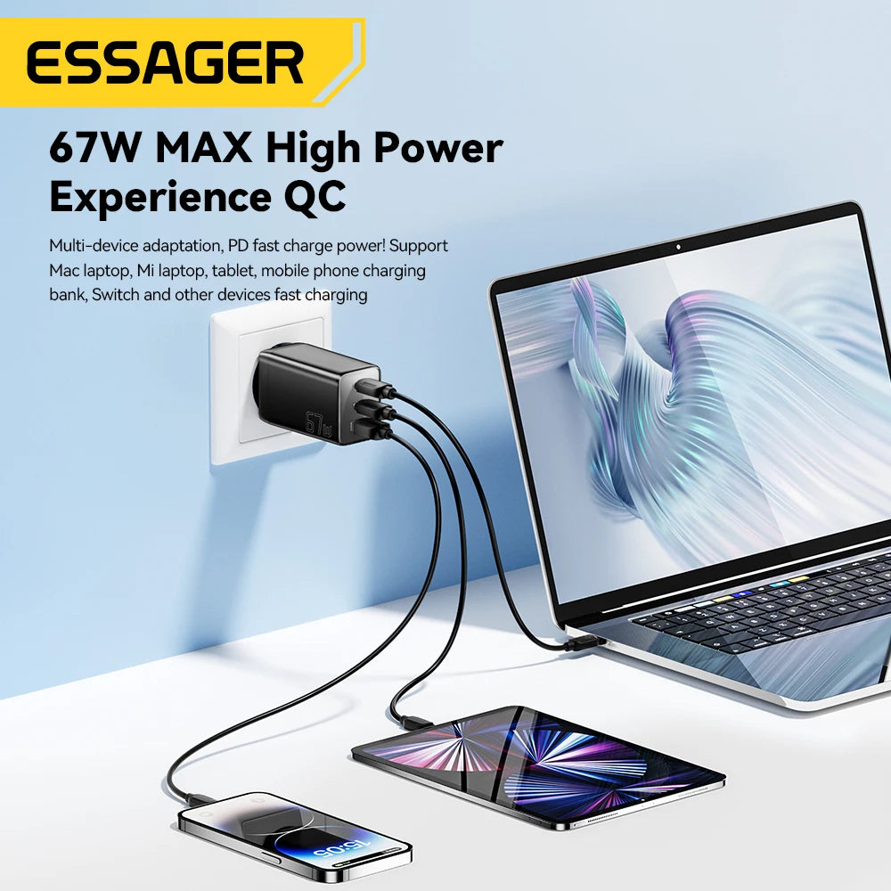Essager 67W GaN USB Type C Charger PPS 65W Fast Charge For S