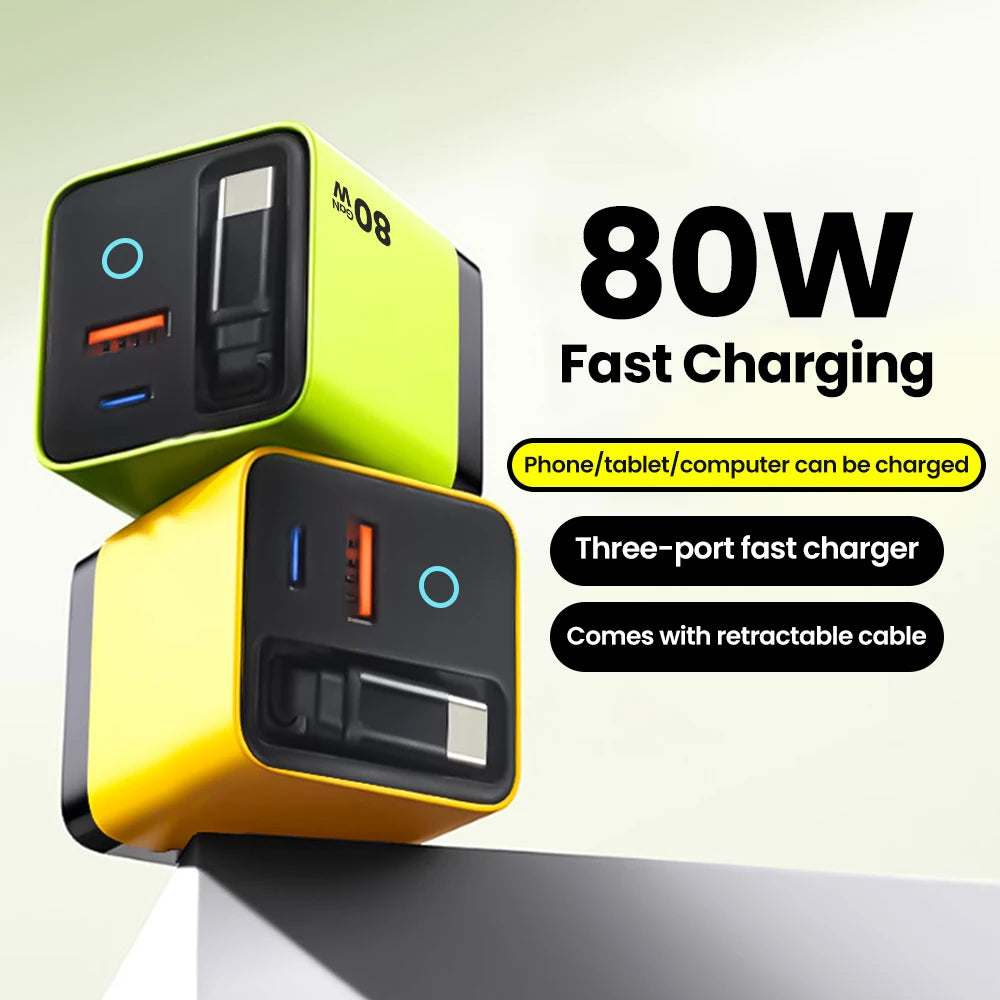 80W Super Fast Charge Type C USB Phone Charger With Telescop