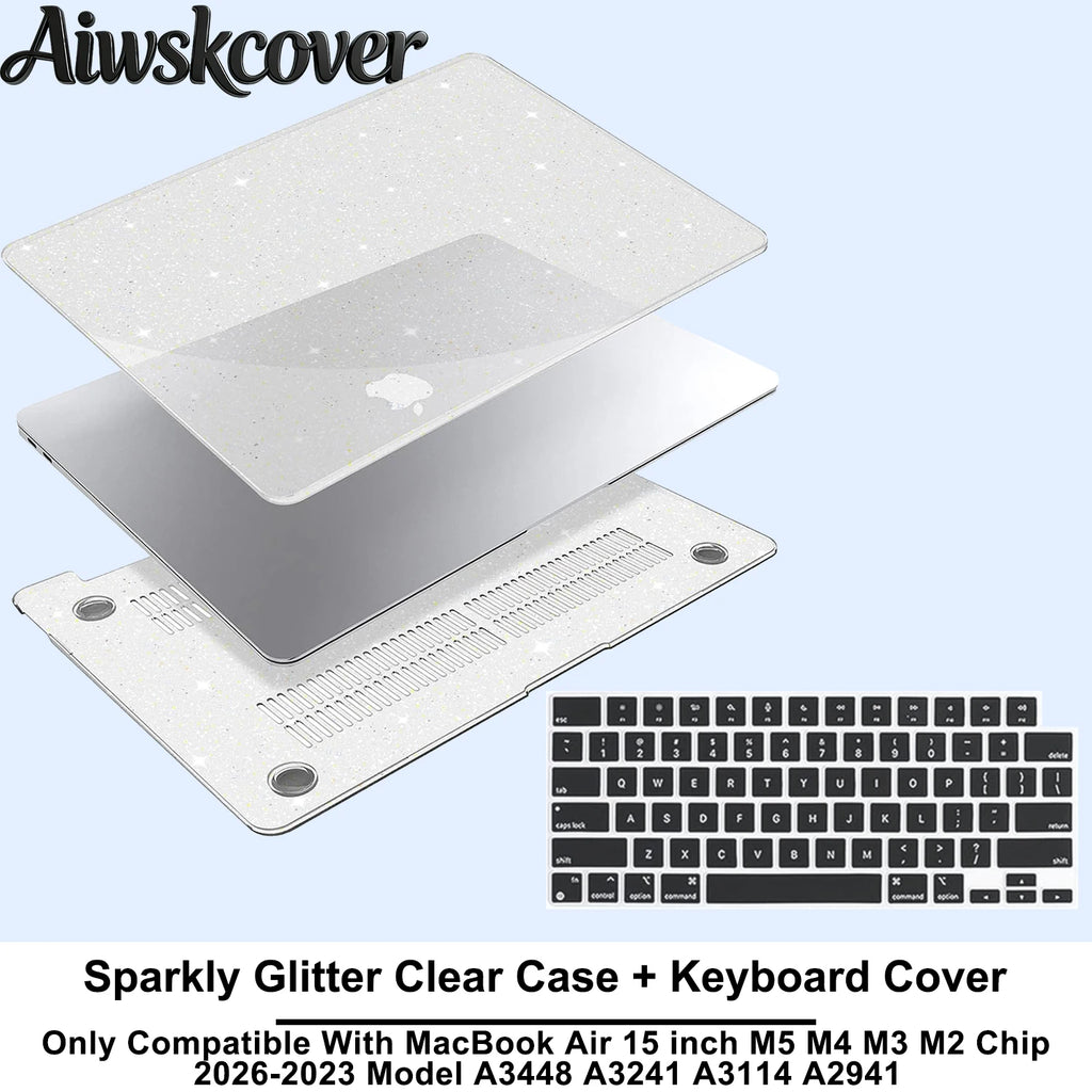 For MacBook Air 15 inch Case M5 M4 M3 M2 2026 2025-2023 Hard Shell Laptop Cover With Keyboard CoverModel A3448 A3241 A3114 A2941