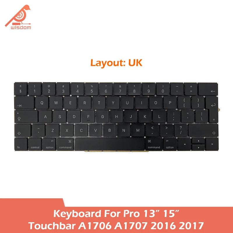 Laptop A1706 A1707 Keyboard For Macbook Pro Retina 13 15 Touchbar A1706 A1707 Keyboard Replacement 2016 2017