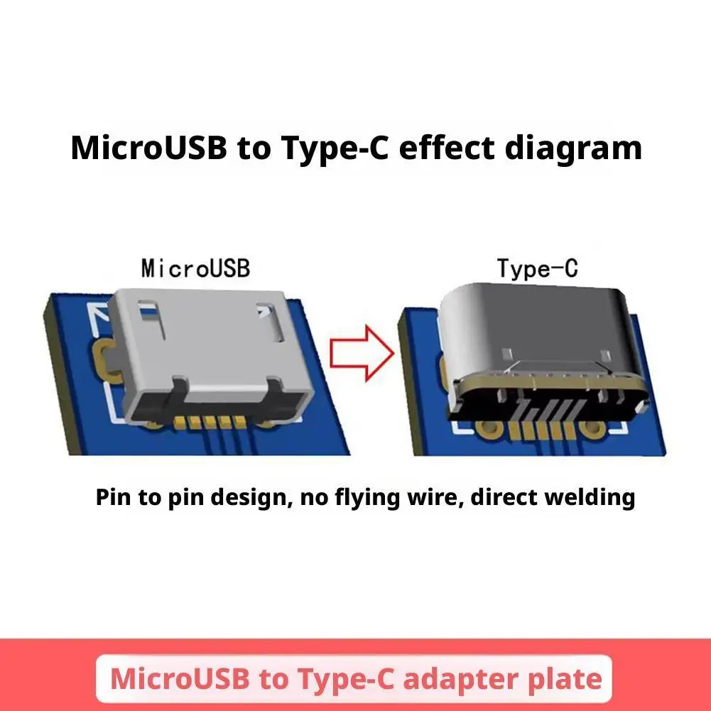 10Pcs M85k Micro USB To Type-C Adapter Board Type-C Socket C