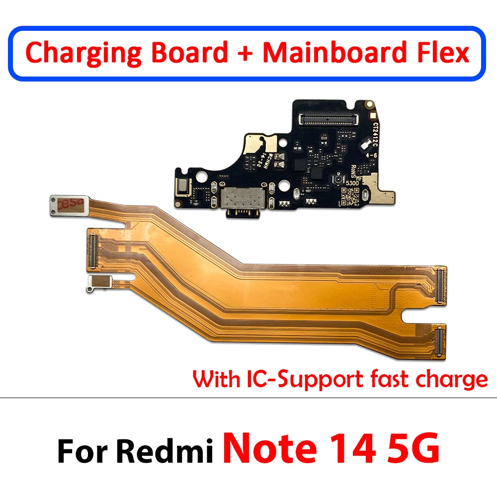 NEW For Xiaomi Redmi Note 14 5G 4G 14 Pro Plus USB Charger Connector Charging Port Micro Board Main LCD Flex Cable Replacement