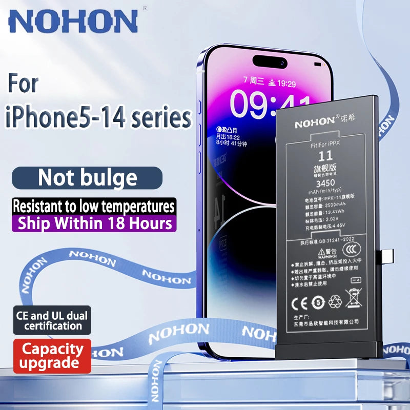 NOHON phone Battery For Apple iPhone 6 7 8 X XR XS 11 12 13 