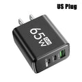 GaN Fast Charging 65W USB Type C Charger EU KR PD 3.0 Quick Charge Wall For Phone Adapter For iPhone 15 Xiaomi Huawei Samsung
