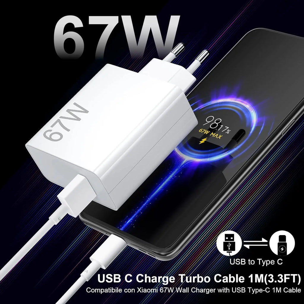 67W 6A Turbo Fast USB Charger For Xiaomi 12 13 14 15 17 Pro 