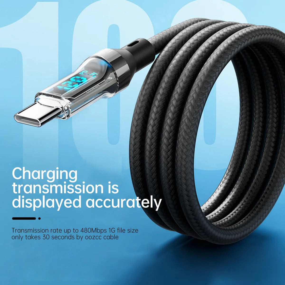 240W 120W LCD Power Display USB A to Lightning Cable Fast Ch