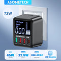 ASOMETECH 72W GaN USB Charger 4 Port With LED Display QC3.0 