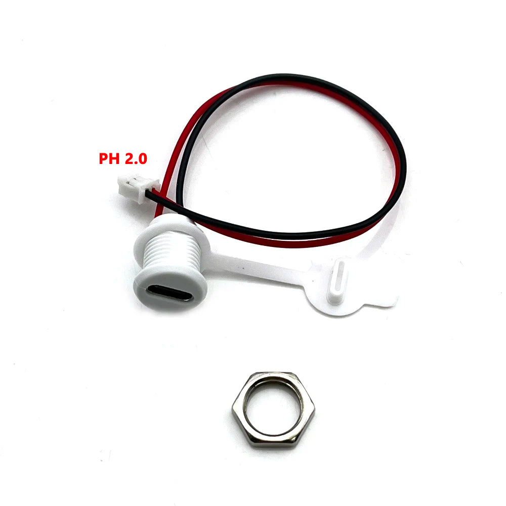 2P 4P 5pin 6Pin USB-C High Current Charging Socket with PH2.0 Nut Snap Lock Plate Type-C Female Waterproof Female Connector Jack