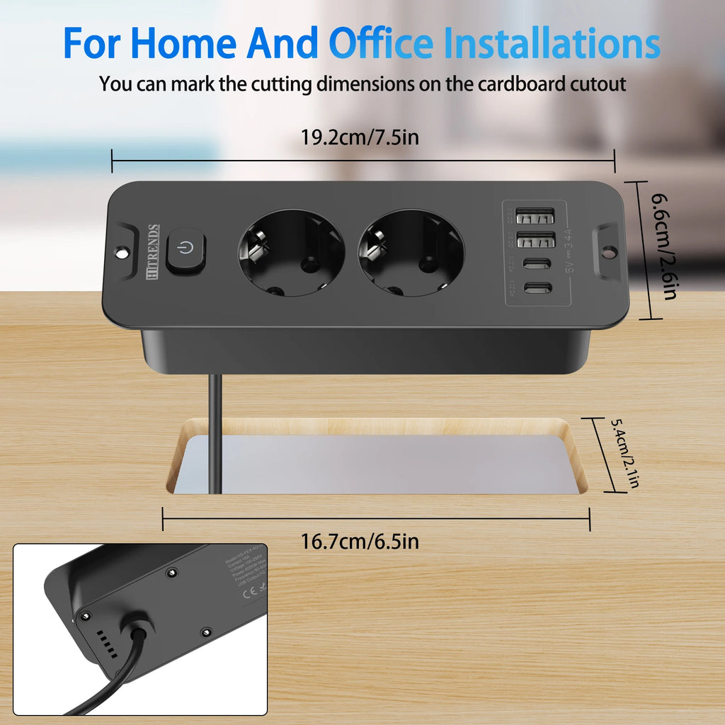 EU Plug Desktop Built-in Power Board 2/3 AC Power Socket 2 U