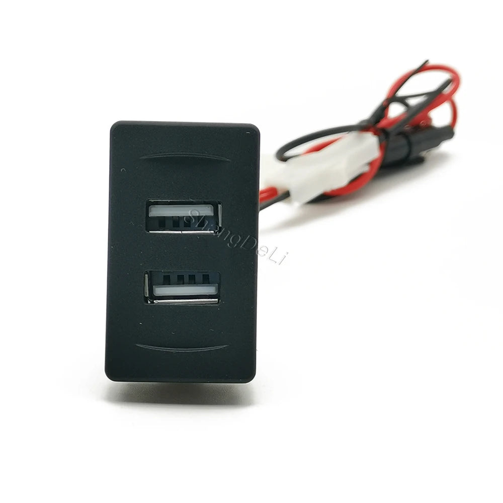Car Blue Light Charger Dual USB Port Power Charging Adapter 