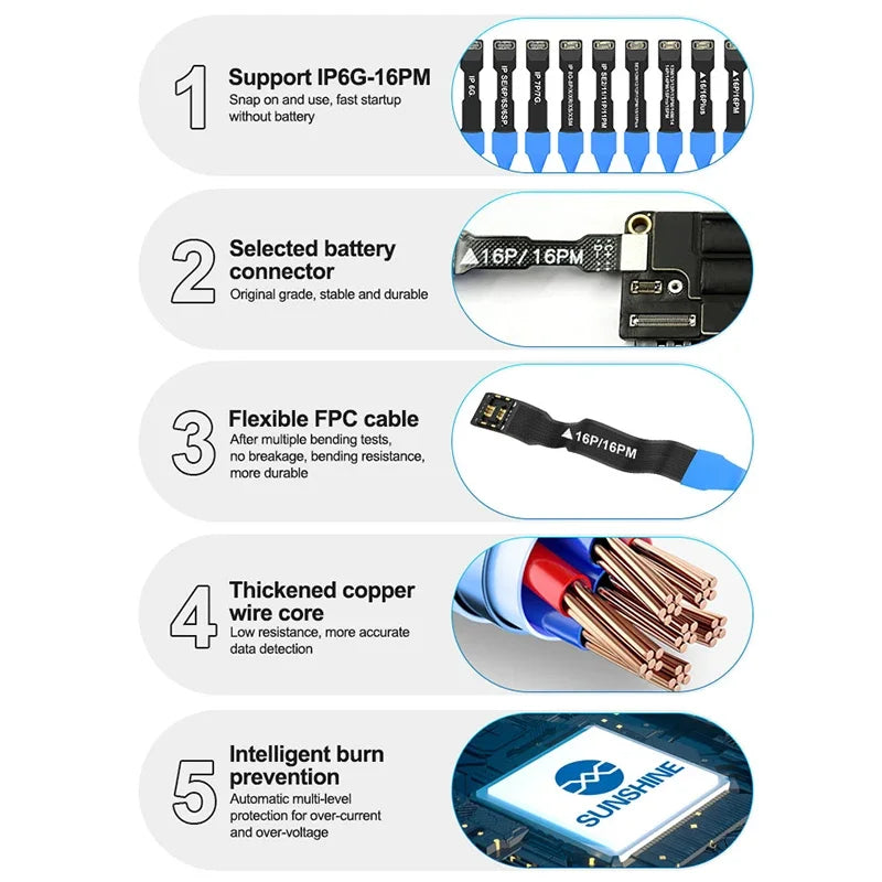High-Quality SUNSHINE SS-905 SE IPhone Repair Cable - Suppor