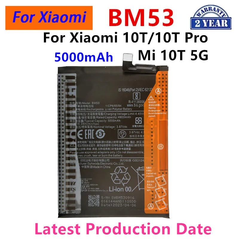 100% Orginal BM53 5000mAh Battery For Xiaomi 10T/10T Pro/ Mi