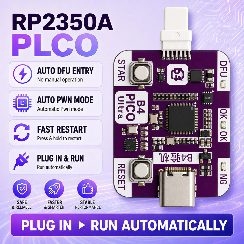 RP2350A PICO Engineering Test Box Auto DFU Tool No Manual DFU Entry Automatic PWN Mode Press & Hold To Restart Phone Repair Kit