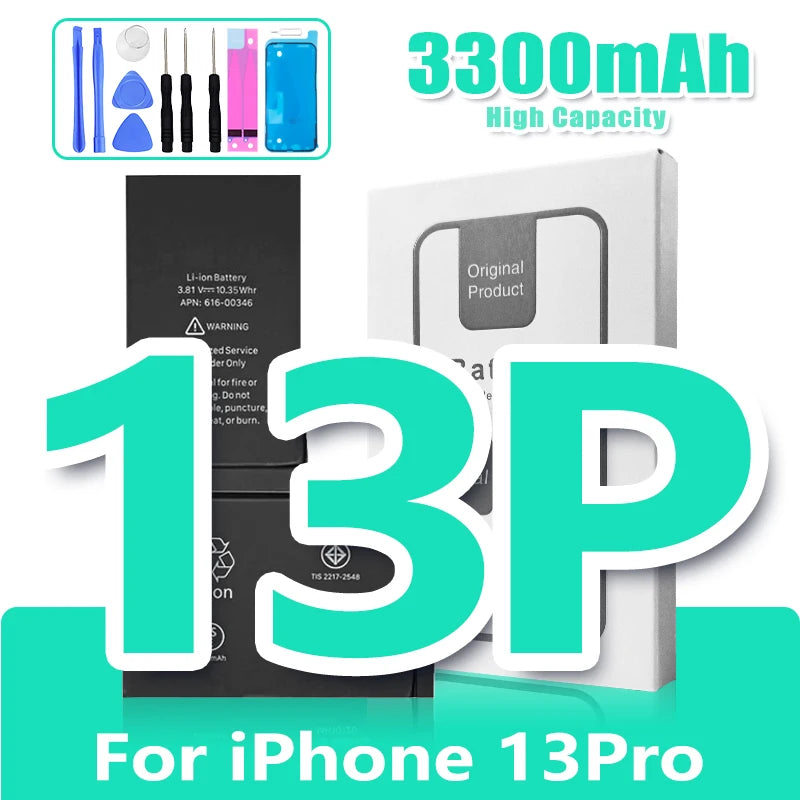 0 Cycle Replacement Battery for iPhone 11 12 13 14 Pro Max Mini High Capacity Phone for Apple iPhone with Free Repair Tools Set