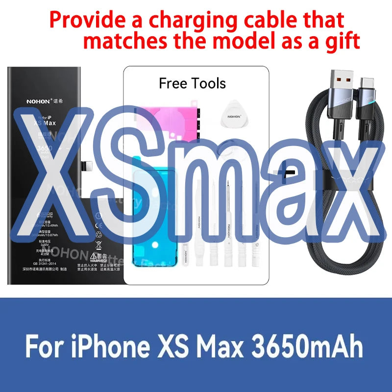 NOHON phone Battery For Apple iPhone 6 7 8 X XR XS 11 12 13 Mini Max Pro Promax High Capacity Replacement Bateria Warranty