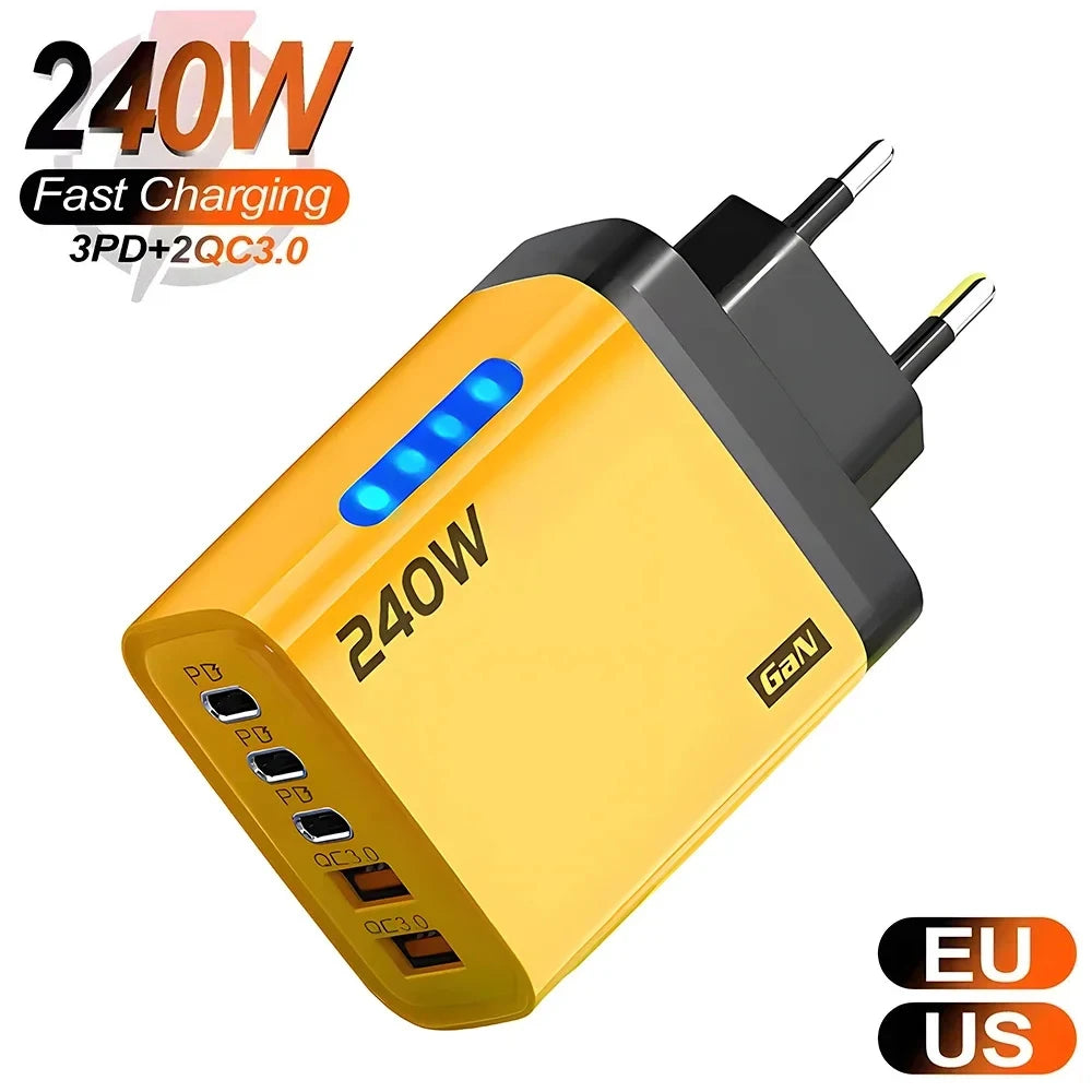 240W USB C Charger Quick Charge QC 3.0 PD Fast Charging Type
