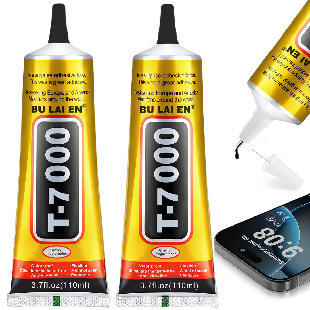 Black Glue T-7000 Semi-Fluid Black Adhesive Glue for Precisi