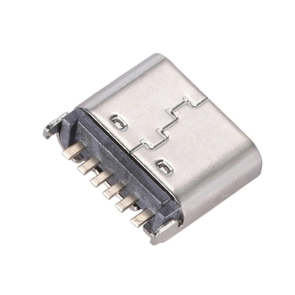 10pcs/lot 6 Pin SMT Socket Connector Micro USB Type C 3.1 Fe